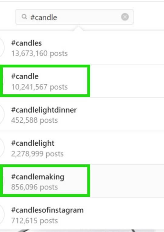 Instagram tags for term candle